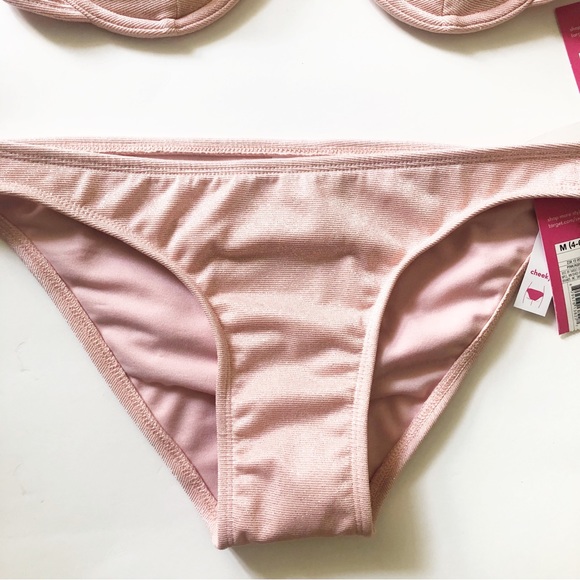 Xhilaration Pink Shimmer 2 piece Swimsuit Bikini S Top M bottoms New with Tags - Picture 4 of 8